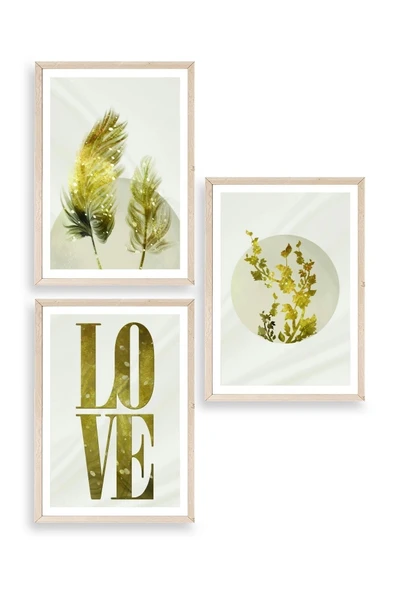 Manzara Üçlü Ahşap Çerçeveli Tablo 17 x 23 ürün görseli 1