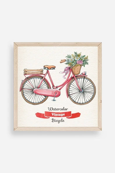 Bisiklet Ahşap Çerçeveli Tablo 50 x 50 ürün görseli 1