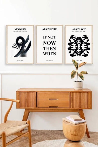 Modern Üçlü Ahşap Çerçeveli Tablo 40 x 60 - Resim 3