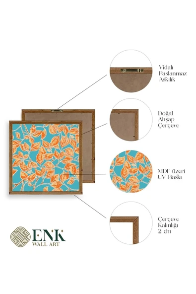 Yaprak Ahşap Çerçeveli Tablo 23 x 23 - Resim 4