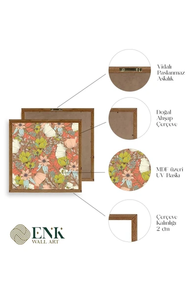 Çiçek Ahşap Çerçeveli Tablo 42 x 42 - Resim 4