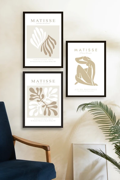 Matisse Üçlü Ahşap Çerçeveli Tablo 40 x 60 - Resim 2