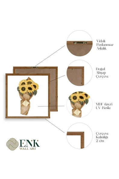 Çiçek Ahşap Çerçeveli Tablo 23 x 23 - Resim 4