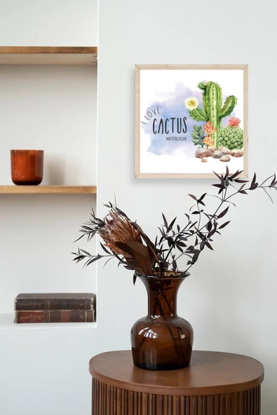 Kaktüs Ahşap Çerçeveli Tablo 42 x 42 - Resim 3