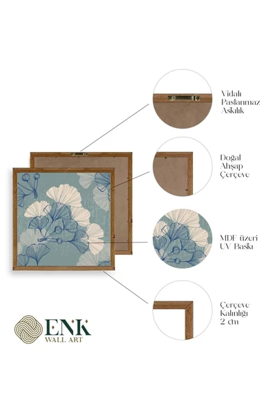 Çiçek Ahşap Çerçeveli Tablo 50 x 50 - Resim 4