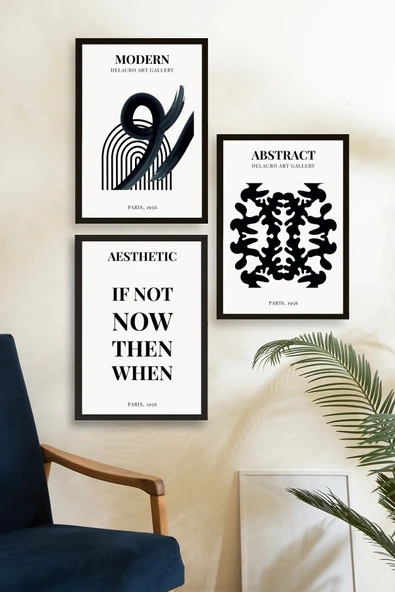 Modern Üçlü Ahşap Çerçeveli Tablo 50 x 70 - Resim 3