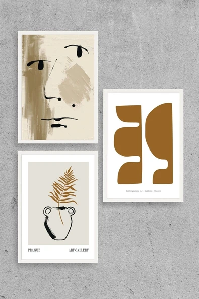 Modern Üçlü Ahşap Çerçeveli Tablo 23 x 30 ürün görseli 1