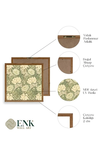 Çiçek Ahşap Çerçeveli Tablo 50 x 50 - Resim 4