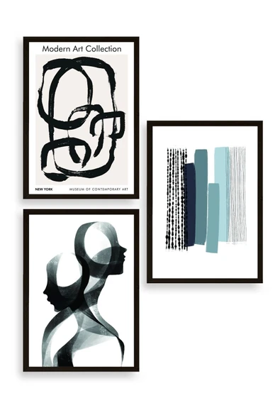 Modern Üçlü Ahşap Çerçeveli Tablo 50 x 70 ürün görseli 1