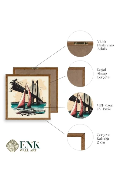 Köprü Ahşap Çerçeveli Tablo 42 x 42 - Resim 4