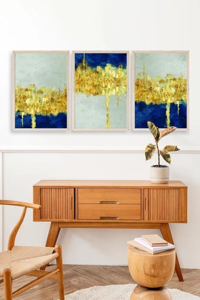 Ünlü Tablolar Üçlü Ahşap Çerçeveli Tablo 23 x 30 - Resim 3