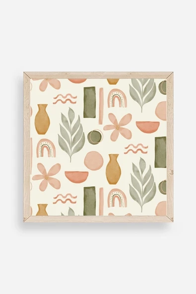 Yaprak Ahşap Çerçeveli Tablo 50 x 50 ürün görseli 1