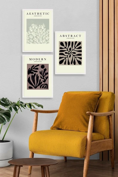 Modern Üçlü Ahşap Çerçeveli Tablo 40 x 60 - Resim 3