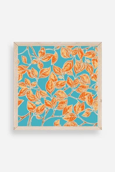 Yaprak Ahşap Çerçeveli Tablo 50 x 50 ürün görseli 1