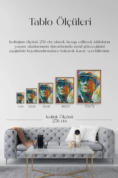 Atatürk Ahşap Çerçeveli Tablo 50 x 70 - Resim 4