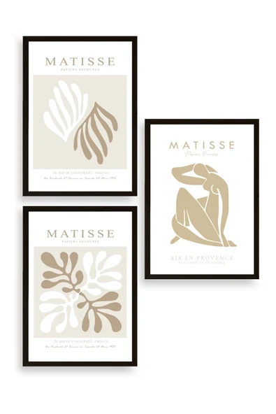 Matisse Üçlü Ahşap Çerçeveli Tablo 50 x 70 ürün görseli 1