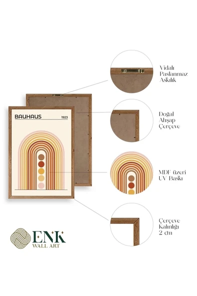 Bauhaus Üçlü Ahşap Çerçeveli Tablo 40 x 60 - Resim 4