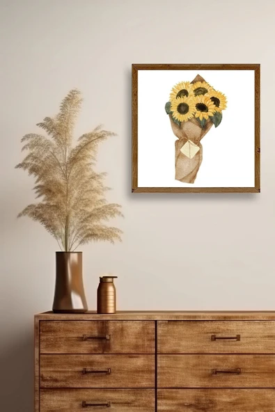 Çiçek Ahşap Çerçeveli Tablo 42 x 42 - Resim 2