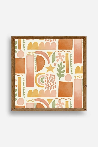 Soyut Ahşap Çerçeveli Tablo 50 x 50 ürün görseli 1