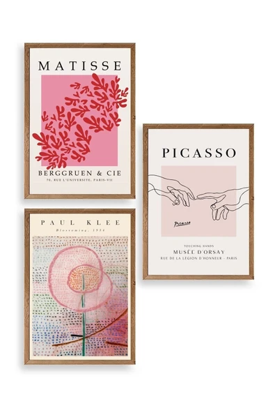 Ünlü Tablolar Üçlü Ahşap Çerçeveli Tablo 50 x 70 ürün görseli 1