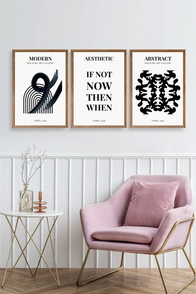 Modern Üçlü Ahşap Çerçeveli Tablo 40 x 60 - Resim 2