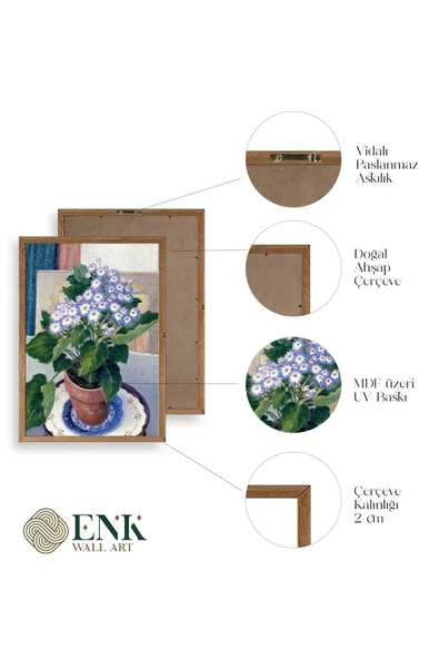 Saksıdaki Çiçek Ahşap Çerçeveli Tablo 17 x 23 - Resim 4