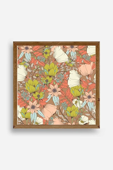 Çiçek Ahşap Çerçeveli Tablo 42 x 42 ürün görseli 1