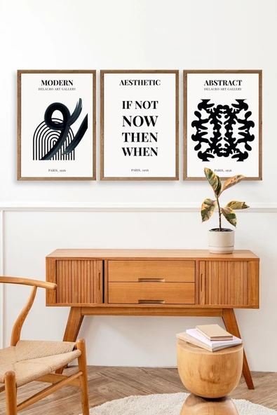 Modern Üçlü Ahşap Çerçeveli Tablo 40 x 60 - Resim 3