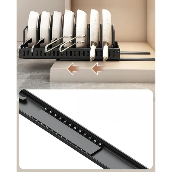 Teleskopik Raylı Tava Tencere Organizeri - Resim 5