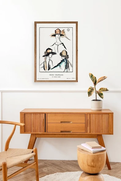 Paris Şapkaları Ahşap Çerçeveli Tablo 23 x 30 - Resim 3