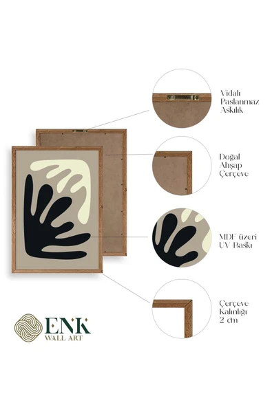 Soyut Üçlü Ahşap Çerçeveli Tablo 50 x 70 - Resim 4