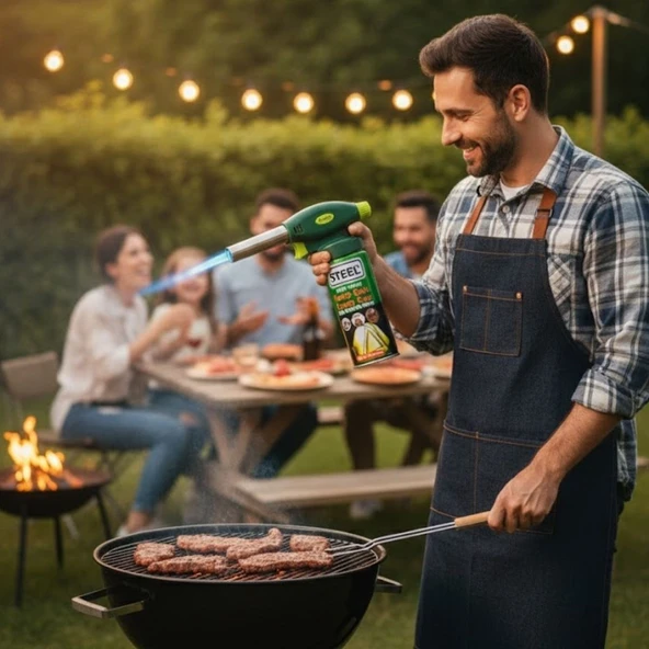 BUFFER® Outdoor Kamp, Piknik ve Tamir İşleri İçin Kamp Gazı Seti - Taşınabilir Pürmüz Alev Tabancası ve Yüksek Performanslı Gaz Kartuşu - Resim 4