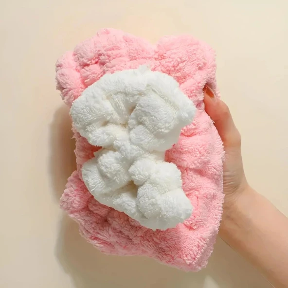 Mikrofiber Örgü Saç Kurutma Bone Havlu - Resim 3