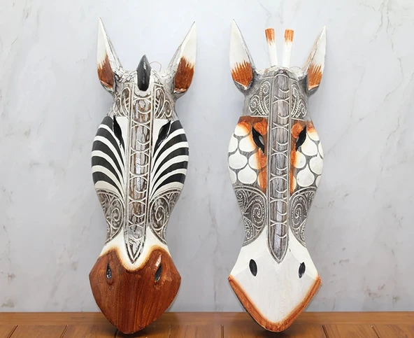 Ahşap Duvara Asmalı Maske Zebra ürün görseli 1