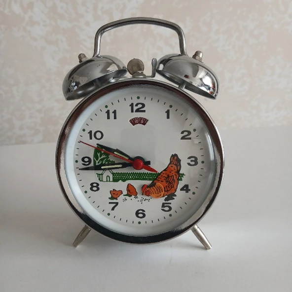 Çalar Saat - Nostaljik Kurmalı Horozlu - Büyük Boy - Resim 4