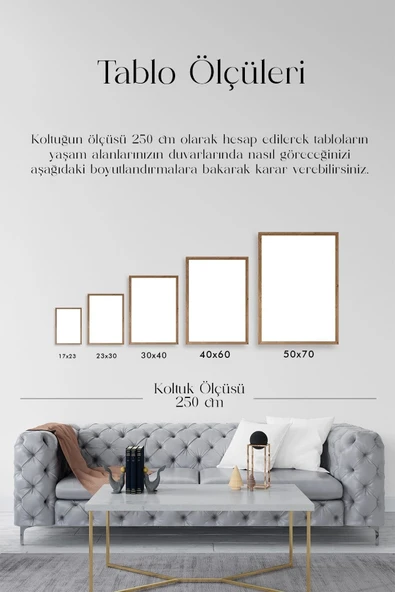 Soyut Üçlü Ahşap Çerçeveli Tablo 50 x 70 - Resim 5