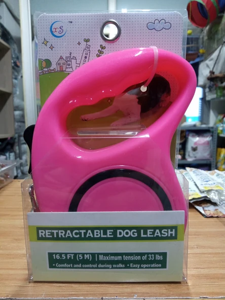 5 Metre Otomatik Köpek Tasması PEMBE ürün görseli 1