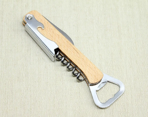 Ahşap Paslanmaz Çelik Tirbuşon Açacak ürün görseli 1