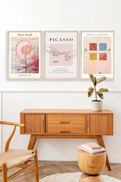 Ünlü Tablolar Üçlü Ahşap Çerçeveli Tablo 30 x 40 - Resim 3