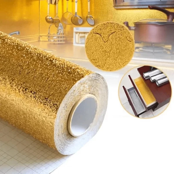 Yapışkanlı Gold Mutfak Tezgah Folyosu - Resim 3