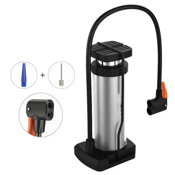 Yüksek Basınçlı Alüminyum Gümüş Renk Top Bisiklet Taşınabilir Hava Ayak Pompası ürün görseli 1