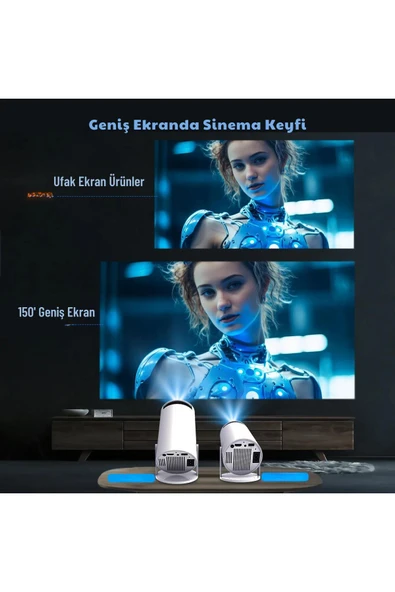 Taşınabilir Android Projeksiyon En Güncel Versiyon Wifi Destekli Akıllı Sinema Projektör Ultra Hd - Resim 5