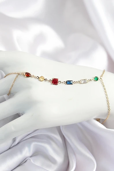 Pirinç Renkli Zirkon Taşlı Y Model Gold Renk Kadın Şahmeran - TJ-SN684 ürün görseli 1