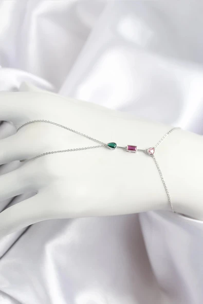 Pirinç Renkli Zirkon Taşlı Model Gümüş Renk Şahmeran - TJ-SN722 ürün görseli 1