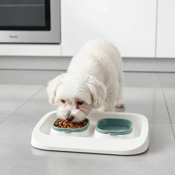 Mikopet Yeşil 2'si 1 Arada Mama Ve Su Kabı - Resim 3