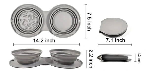 Mikopet Katlanabilir İkili Mama ve Su Kabı - Resim 5