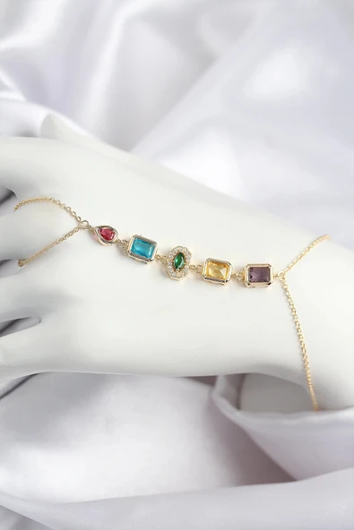 Pirinç Renkli Zirkon Taşlı Model Gold Renk Şahmeran - TJ-SN725 ürün görseli 1