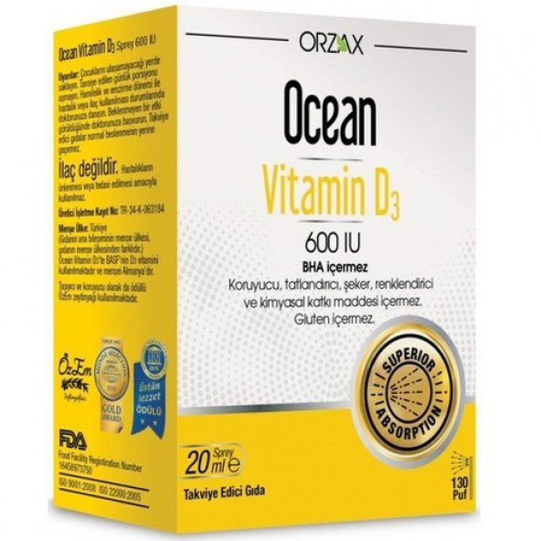 Ocean Vitamin D3 600 IU Oral Sprey 20 ml