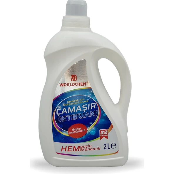 Worldchem Bitkisel Sıvı Çamaşır Deterjanı Renkliler Için Konsantre 2 Lt - Resim 2