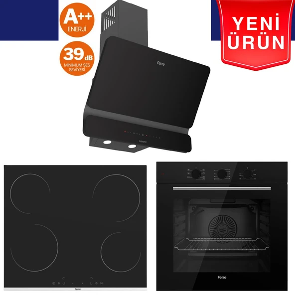 Ferre SilenArt Yeni Seri Ultra Sessiz Siyah  Ankastre Set ( QBL62CS  +  Ms261+  D080 -SA ) ürün görseli 1